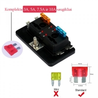 fuse holder - for 4x UNI fuse - with LED 