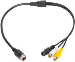 LACCA02, signal cable adaptor, 4P -> 2 RCA+DC 