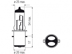Bosma lemputė BA20d,25/25W 