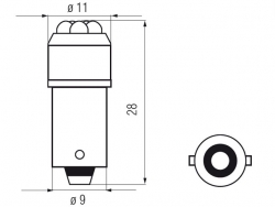 Bosma lemputė BA9s, raudona, šviesos diodai 