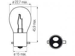 Bosma lemputė BAX15d, 20/20W Įtampa: 6 V 