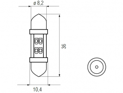 Bosma lemputė SV8.5 10X36, raudona, šviesos diodai 