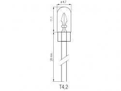 Bosma car lamp vwire tip, 1W, T4.2 