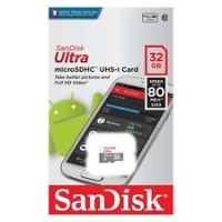 32GB Memory card microSD Sandisk, max 80MB/s 