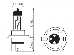 Bosma lempučių komplektas H4, P43t, 60/55W, optiplus +50% 