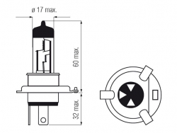 Bosma car lamp H4, 60/55W 12V P43t set white 